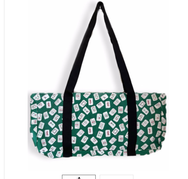 Green case with MahJongg Tile Design- Over the shoulder soft MahJongg Carrying Case